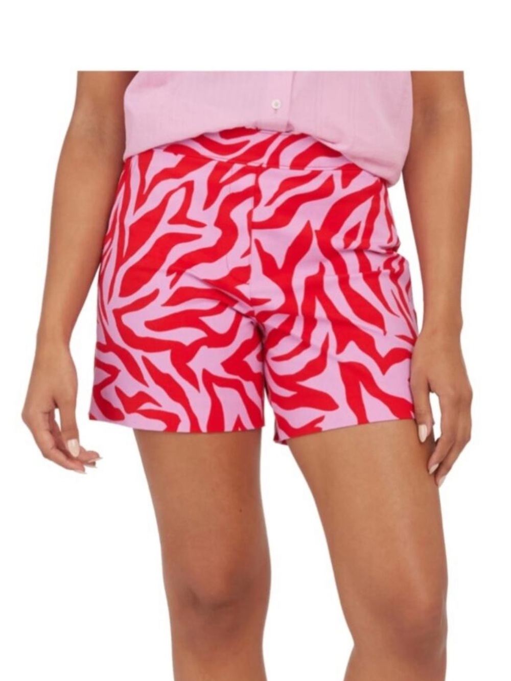 SPANX On-The-Go Print Shorts High Waist Shorts Pink & Red Medium